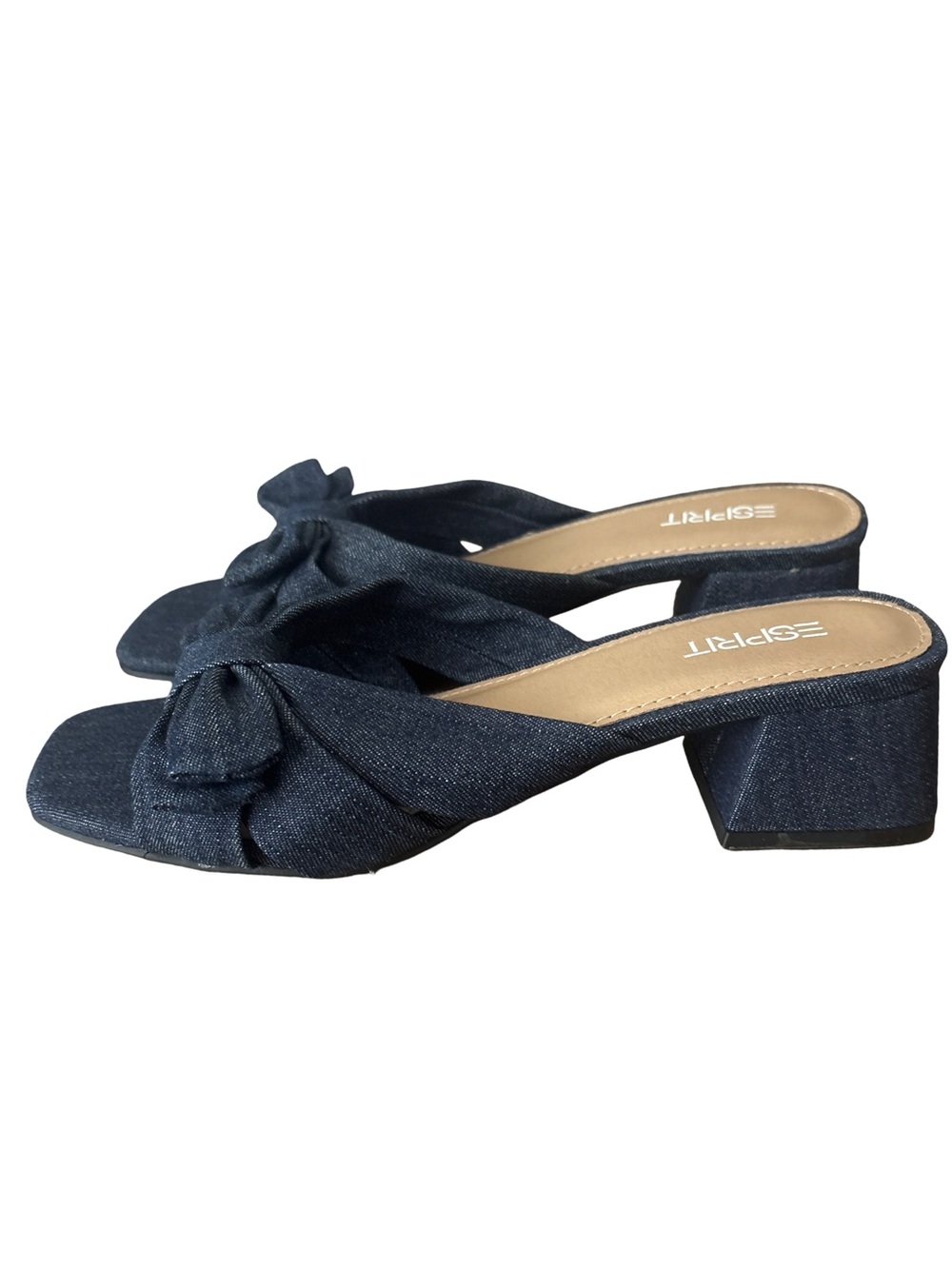 Esprit Womens Dark Blue Denim Summer Sandals Bow Slip On Slides Size 7.5 UK 5.5